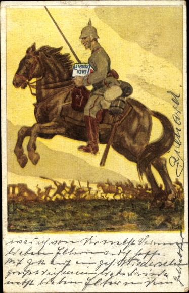 KP artysty Georgi, W., Leibniz Biscuit, reklama, Bahlsens Biscuit Factory Hanover, jeździec, żołnierz, mundur