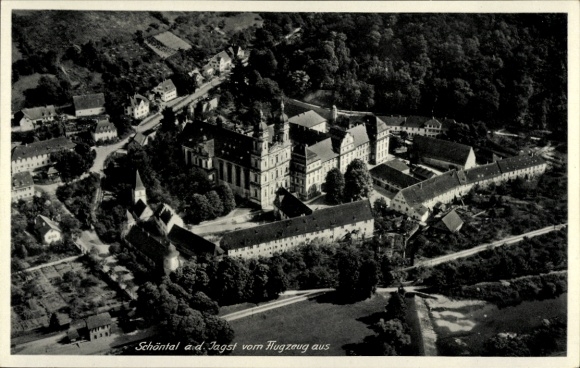 Ak Schöntal an der Jagst Württemberg, Kloster Schönthal, Luftaufnahme