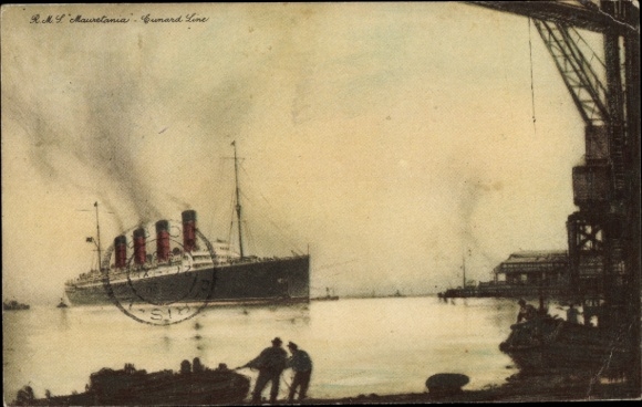 Artist PC passenger steamer RMS Mauretania, Cunard Line