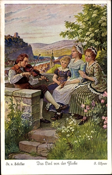 Artist Postcard Elßner, F., The Song of the Bell by Schiller, violin player, Holder Friede