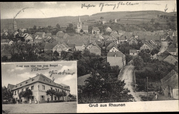 Postcard Rhaunen im Hunsrück, general view, Hotel zum Idar