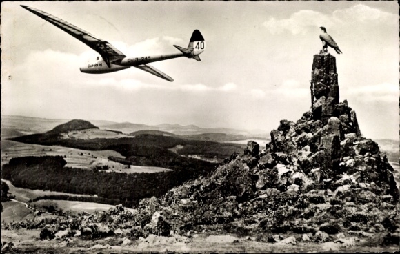Postcard Wasserkuppe Rhön, Nuremberg glider at the Aviation Monument, D-13-245