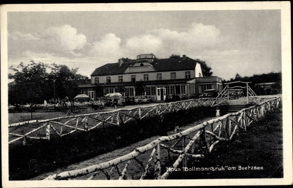 Postcard Päwesin Brandeburg, Haus Bollmannsruh am Beetzsee, owner Schoppa