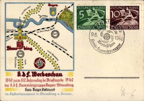 Ak Straubing an der Donau Niederbayern, 1. KdF Werbeschau Gau Bayr. Ostmark 1940