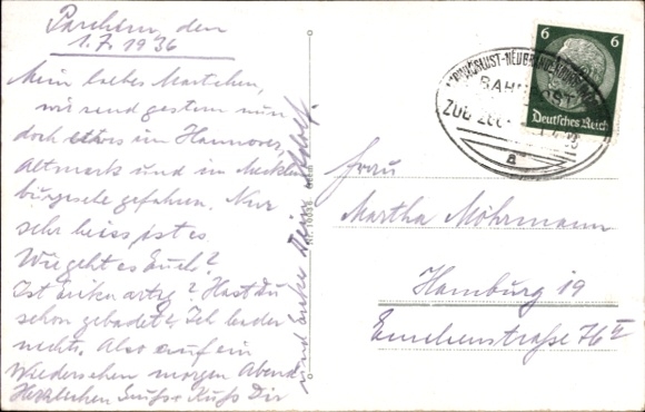 Postcard Parchim in Mecklenburg, lakeshore