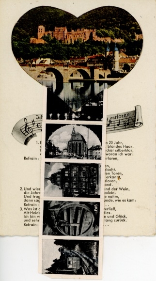 Song Leporello Postcard Heidelberg am Neckar, Castle, Holy Spirit Church, Mountain Railway, Barrel