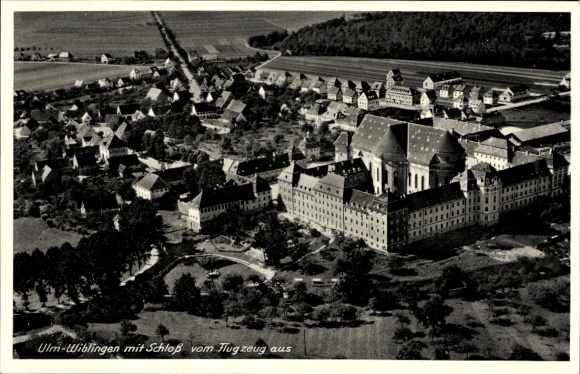Postcard Wiblingen Ulm on the Danube, aerial photograph, castle