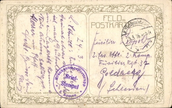 Artist Postcard Georgi, W., Observer in the trench, advertising, Leibniz biscuit