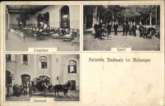 Postcard Melsungen in Hesse, Stadtwald sanatorium, rest cure, play, healthy