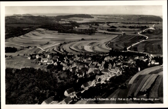 Postcard Schopfloch Lenningen Swabian Alb Württemberg, aerial photograph