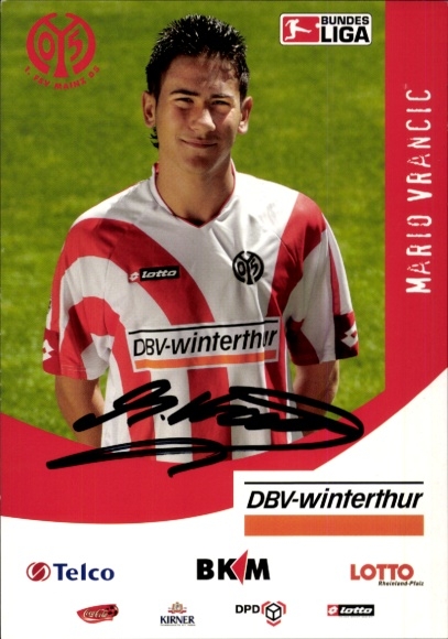Autograph card footballer Mario Vrancic, 1. FSV Mainz 05