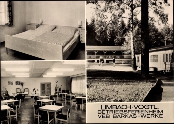 Postcard Limbach in Vogtland, company holiday home VEB Barkas-Werke, vehicle accessory works Ronneburg