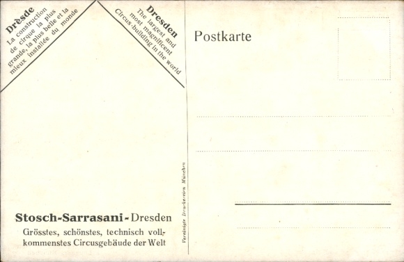 Artist Postcard Dresden Neustadt, Circus Theater Stosch Sarrasani, Portal, Night Lighting
