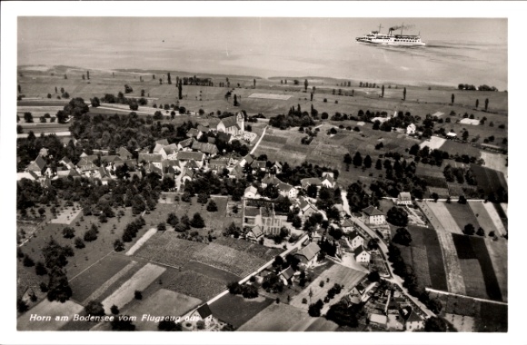 Postcard Horn Gaienhofen on Lake Constance, aerial photograph