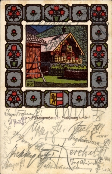 Artist Postcard Bot, Franz, Salzburg Austria, farmhouse