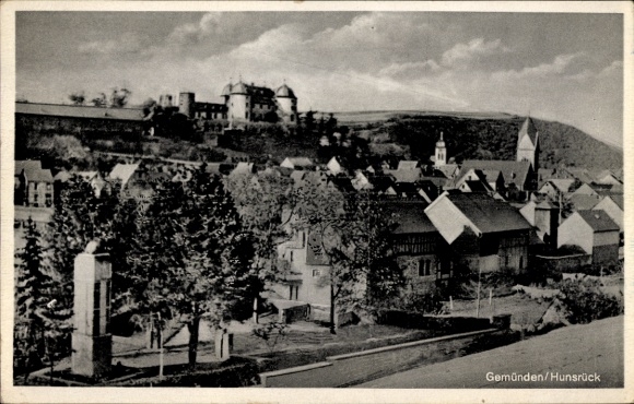 Postcard Gemünden im Hunsrück, partial view