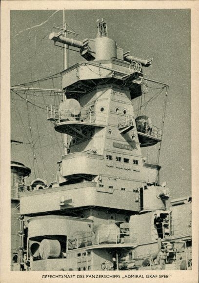 Wyobraź sobie niemiecki okręt wojenny, maszt bojowy pancernika Admiral Graf Spee, Kriegsmarine