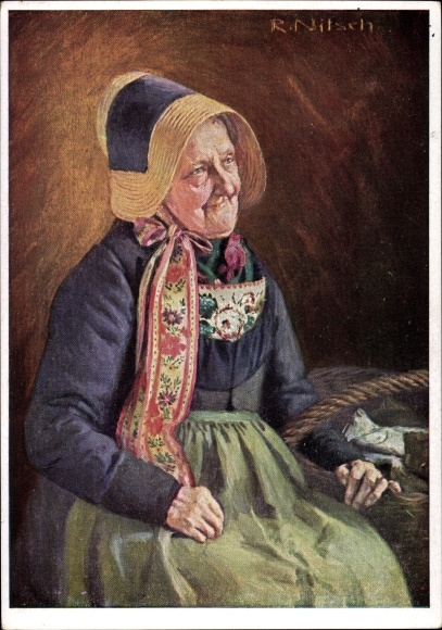 Künstler Ak Nitsch, R., Volkstracht, Mönchguterin, Insel Rügen, VDA P 1 R 2 Nr 1