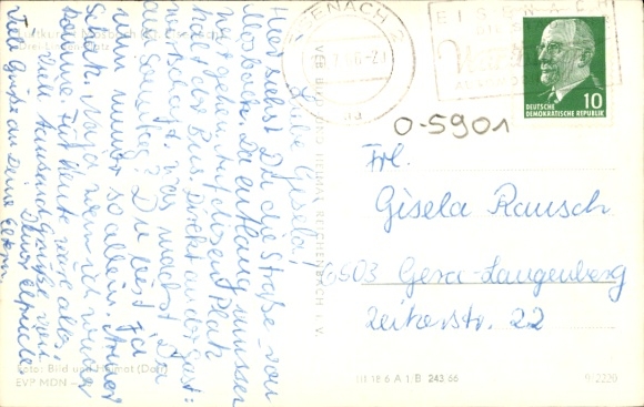 Postcard Mosbach Wutha Farnroda in Thuringia, Drei-Linden-Platz, Bus