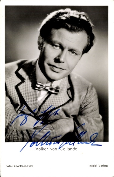 Ak Schauspieler Volker von Collande, Portrait, Autogramm