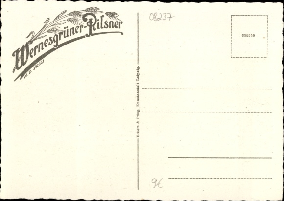 Coat of arms PC Wernesgrün Steinberg Sachsen, Aktienbrauerei, view of the factory, Wernesgrüner Pilsner