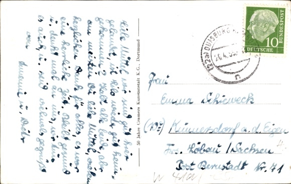 Postcard Hamborn Duisburg in the Ruhr area, train station