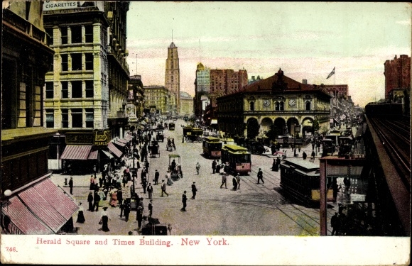 Postcard New York City USA, Harald Square, Times Building