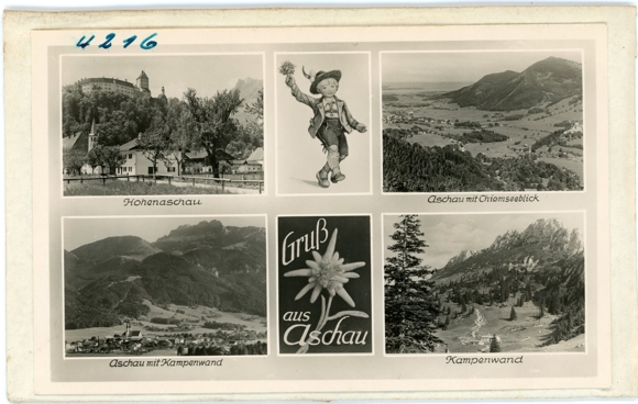 5 glass negatives Aschau am Inn Upper Bavaria, Kempenwand, total view, different views