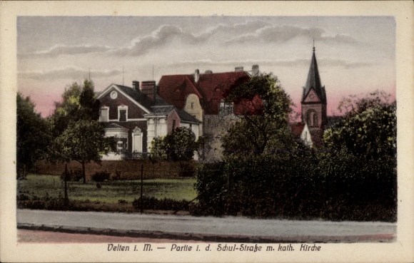 Ak Velten in der Mark, Schulstraße, Katholische Kirche