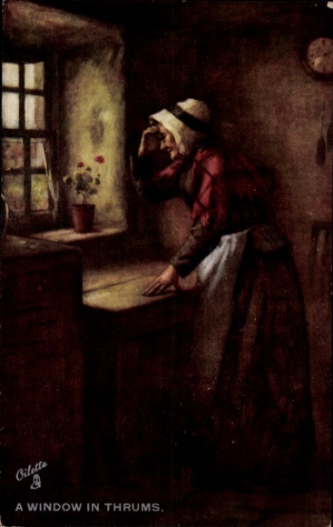 Artist Postcard Thrums Scotland, Woman at the Window, Scottish Life and Character