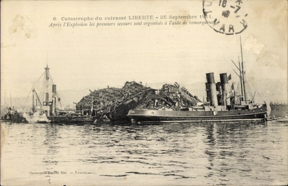 CPA Catastrophe du cuirassé Liberte, 25 September 1911, Après l'Explosion