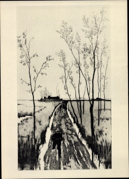 Artist Postcard Klinger, Max, Pursuit, Etched Sketches
