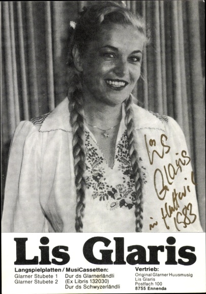 Photo singer Lis Glaris, autograph