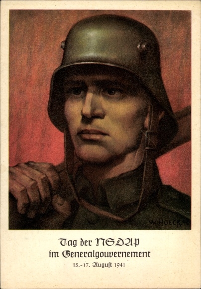 Artist Postcard Hoeck, W., Krakow, Day of the NSDAP in the General Government 1941, Wehrmacht soldier