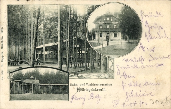 Postcard Höllriegelskreuth Pullach Upper Bavaria, railway and forest restoration