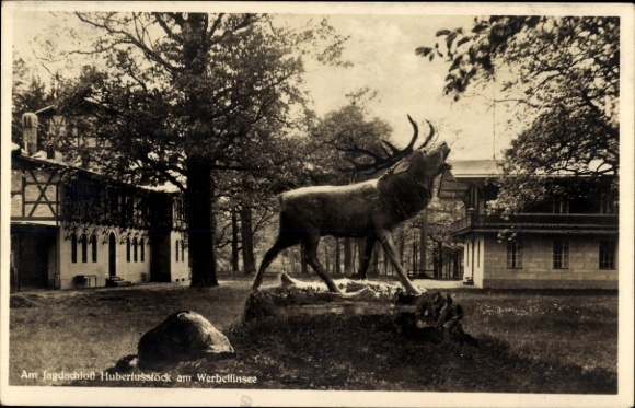 Postcard Joachimsthal in the Uckermark Schorfheide, hunting lodge Hubertussstock on the Werbellinsee