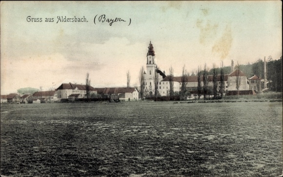 Postcard Aldersbach in Niederbayern, view of the town, church