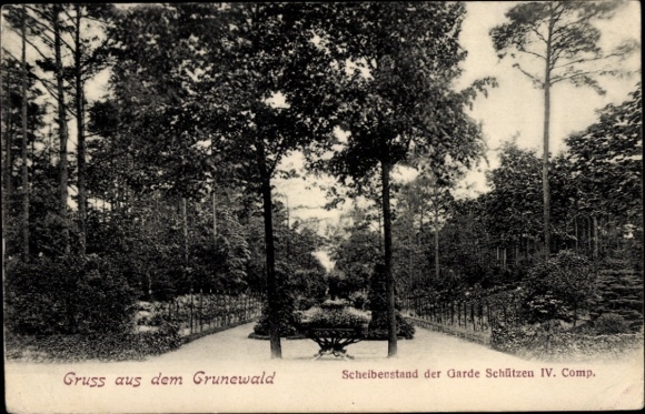 Postcard Berlin Zehlendorf Dahlem, Grunewald, target range of the Guard Schützen IV. Comp