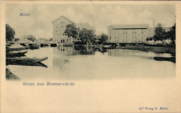 Postcard Bremervörde in Lower Saxony, mill