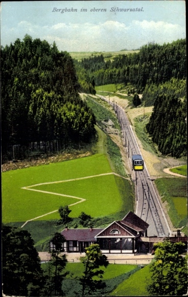 Ak Lichtenhain Oberweißbach im Schwarzatal Thüringen, Bergbahn im oberen Schwarzatal