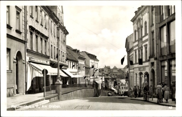 Ak Reichenbach im Vogtland, Am Graben, Straßenpartie, Drechslerwaren, Bruno Möckel Papierwaren