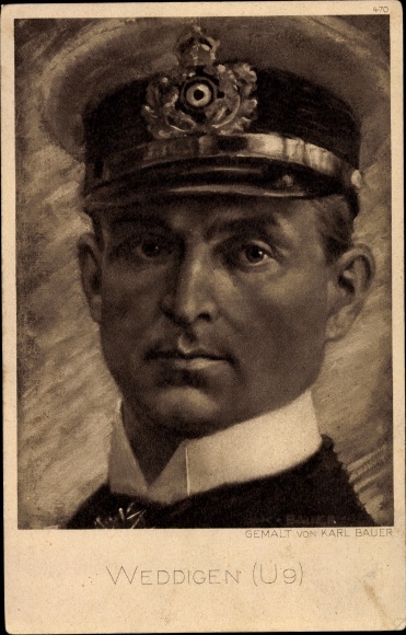 Artist PC Bauer, Karl, Lieutenant Otto Weddingen, U 9, portrait