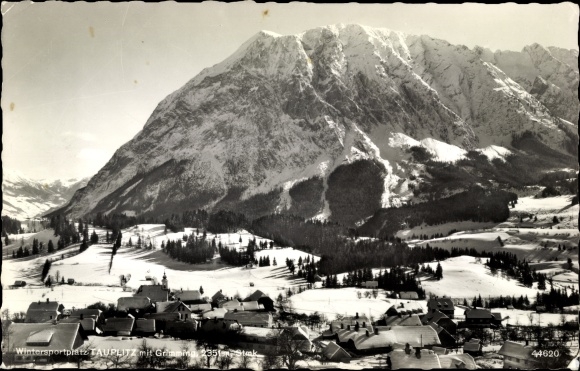 Ak Tauplitz Österreich, Panorama mit Grimming, Winteransicht