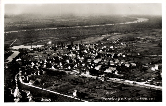 Postcard Neuenburg am Rhein Baden, aerial photograph