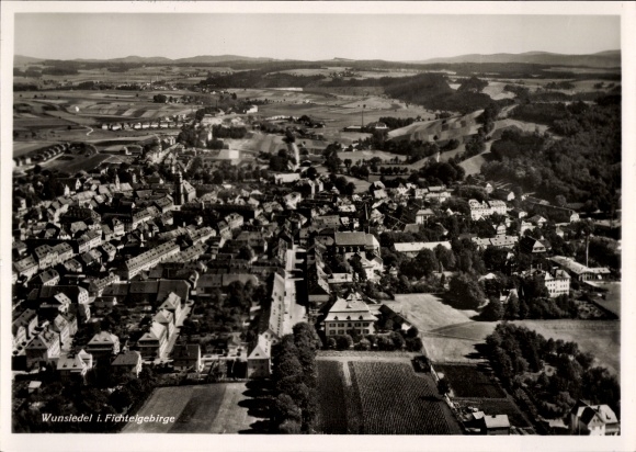 Postcard Wunsiedel in the Fichtelgebirge Upper Franconia, aerial photograph