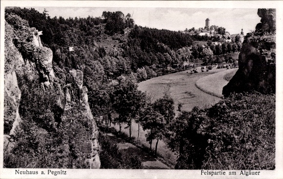 Ak Neuhaus an der Pegnitz Midden-Franken, rotsachtig gebied, Algäu, panorama