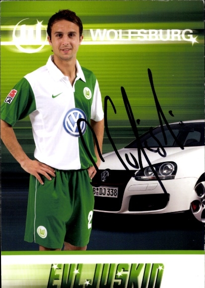 Autogrammkarte Fußballer Sergej Evljuskin, VFL Wolfsburg, Autogramm