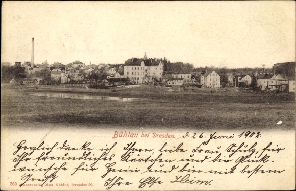 Postcard Dresden Bühlau, view of the town