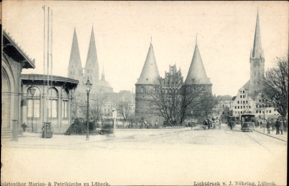 PC Hanseatic City of Lübeck, Olstentor, St. Mary's Church, St. Peter's Church, collotype