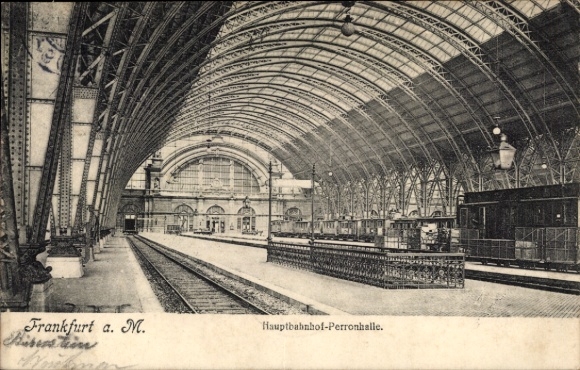 Ak Frankfurt am Main, Hauptbahnhof, Perronhalle